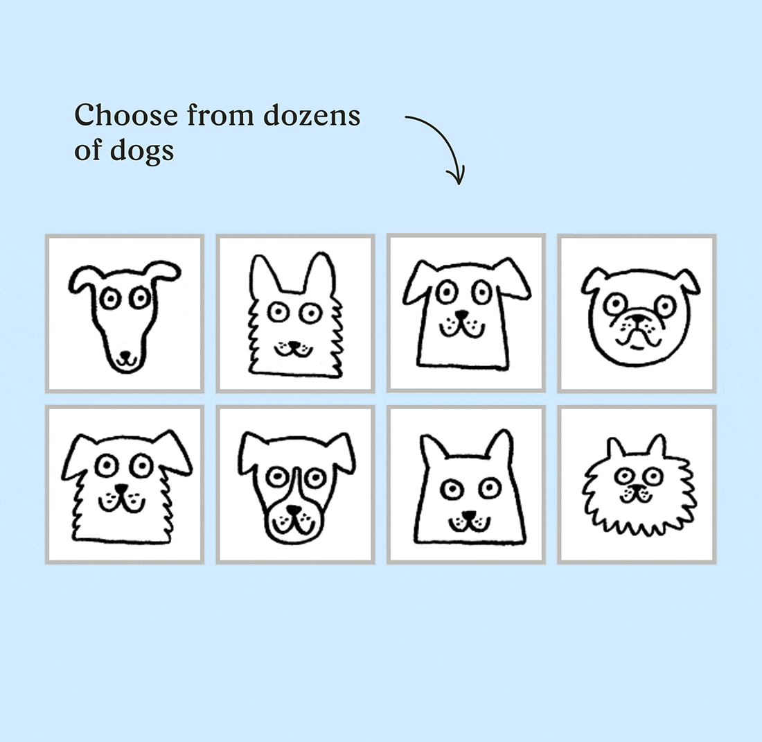 GIF showing dog avatars