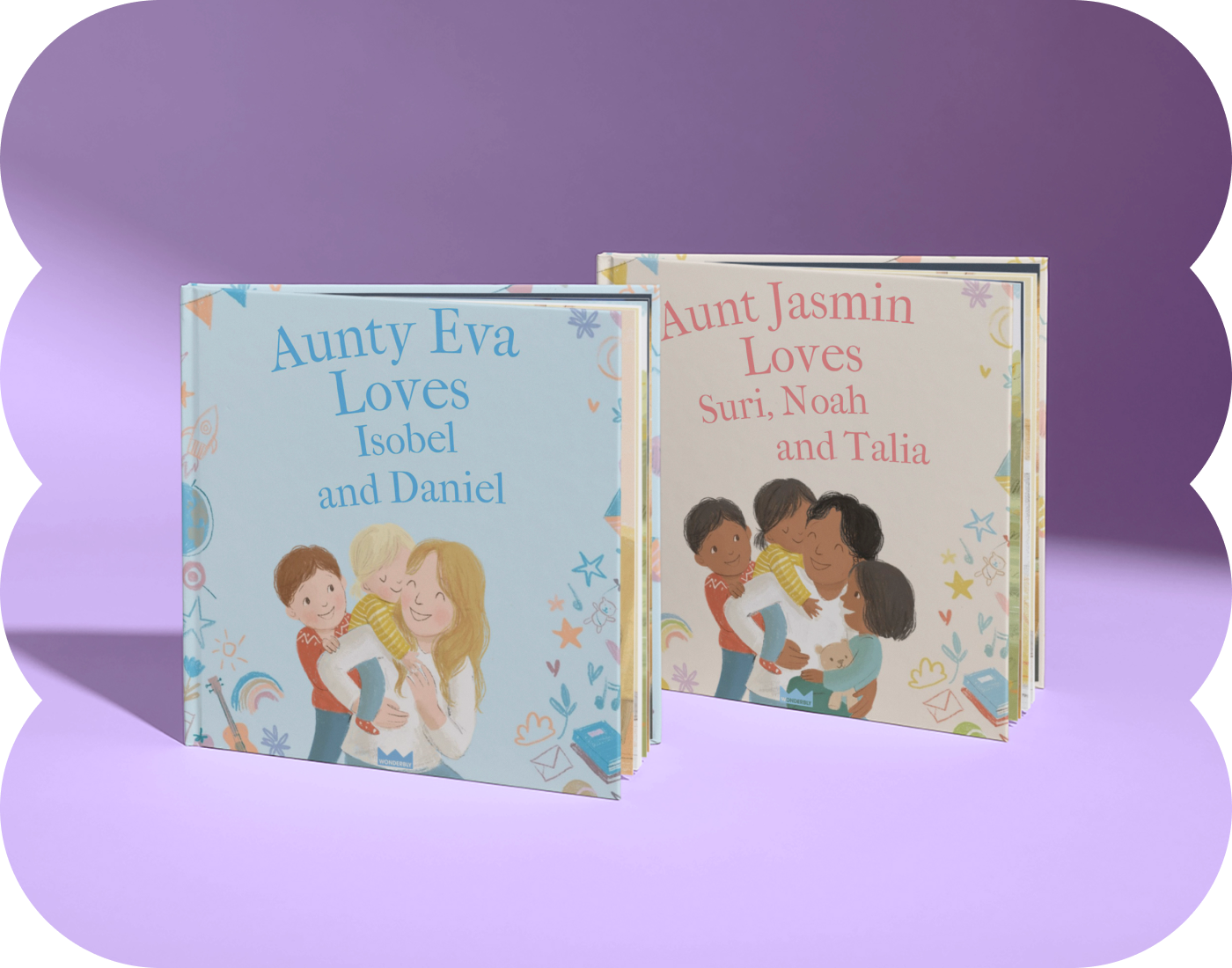 Two personalised book covers