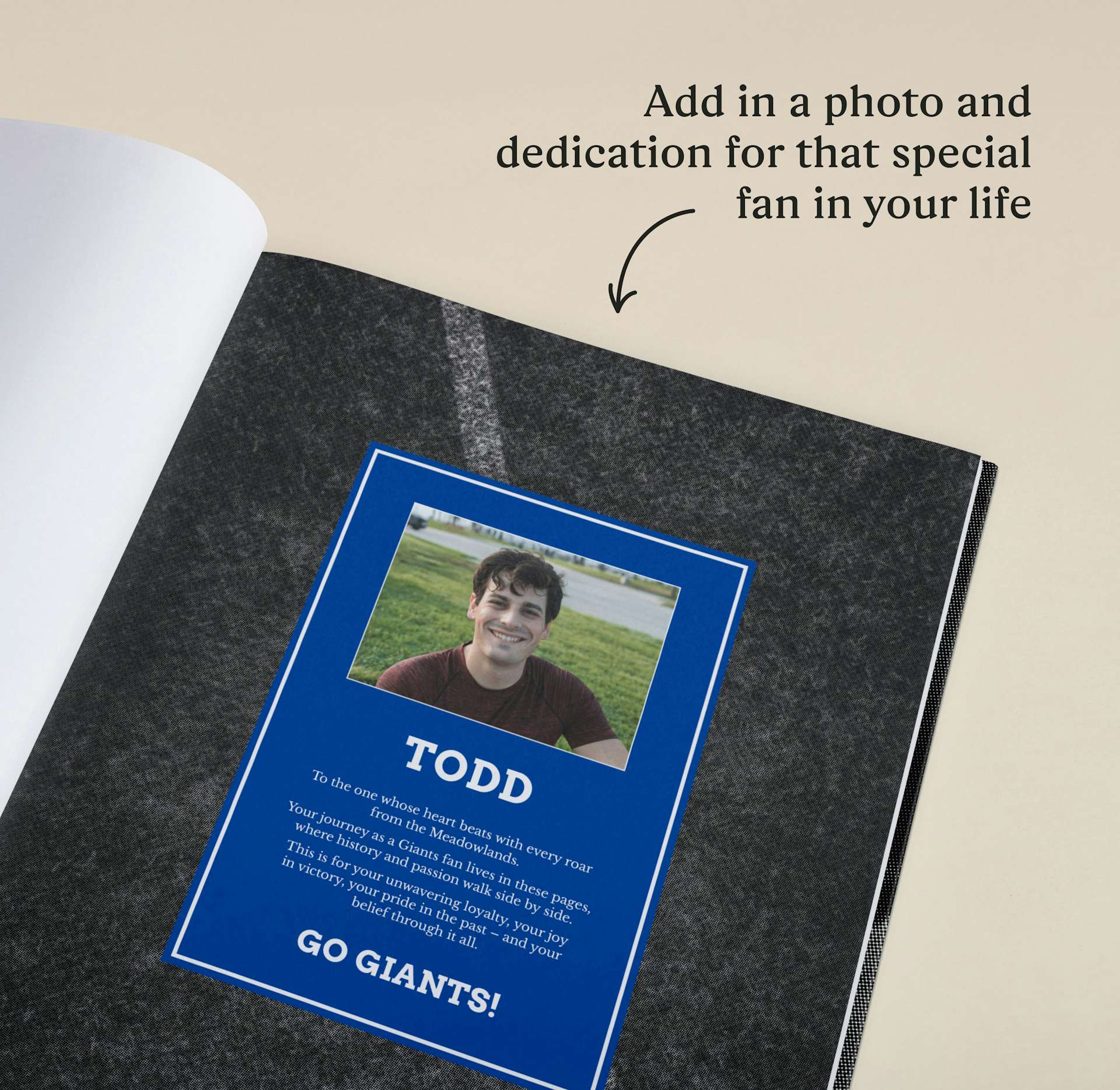 A page with photo inside the personalized book