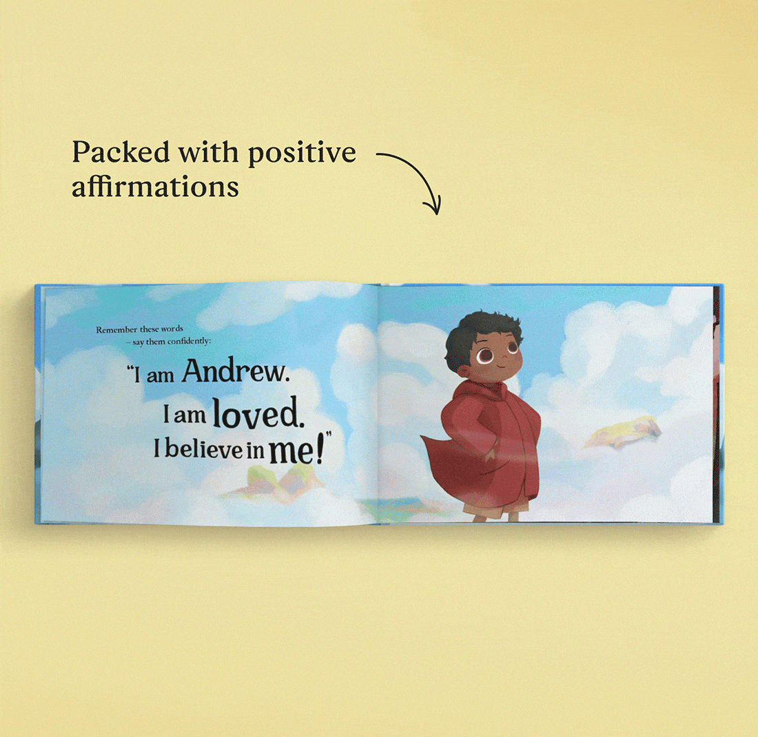 GIF showing the personalised pages of the book