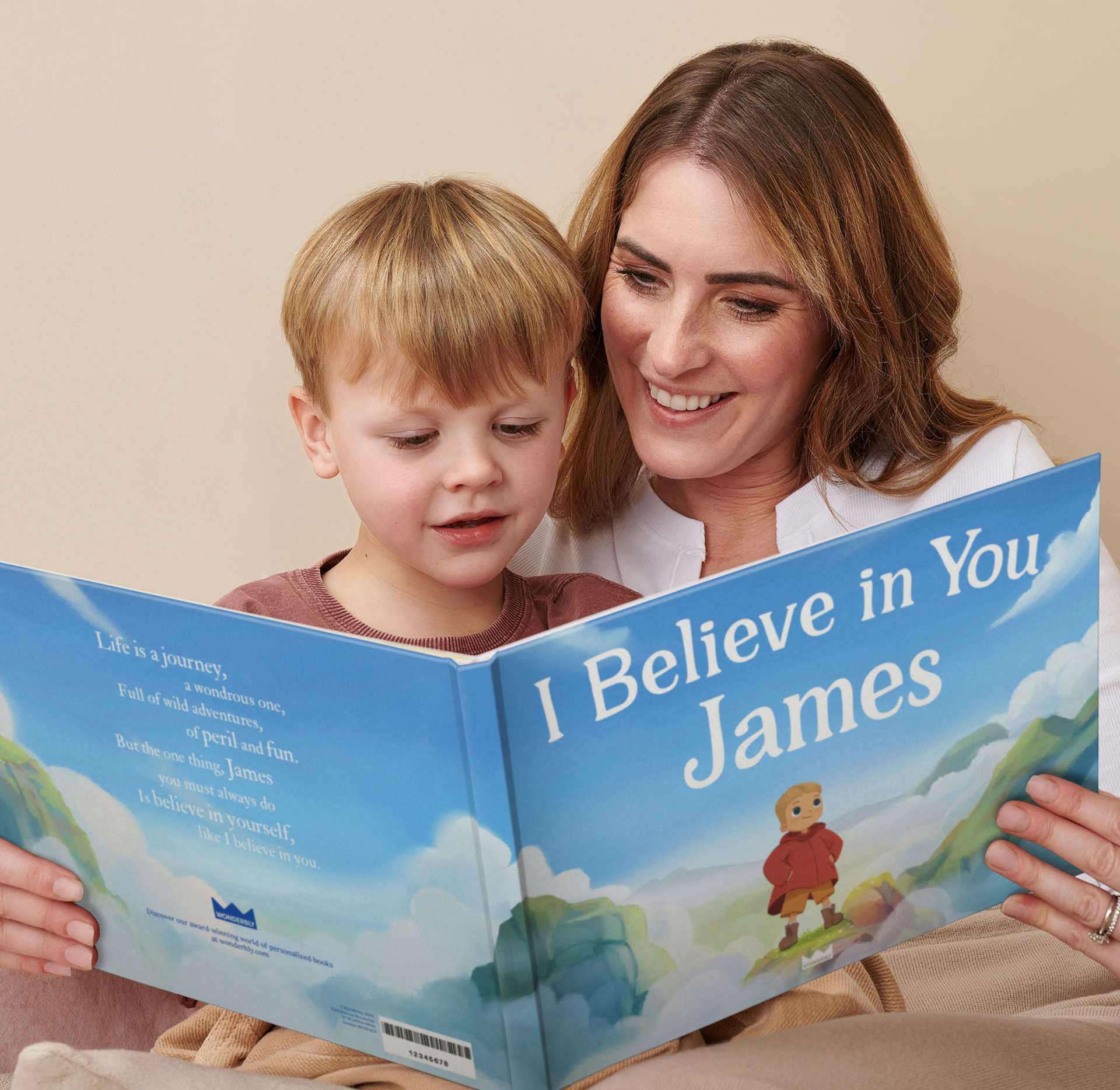 A child and mother reading the personalised book