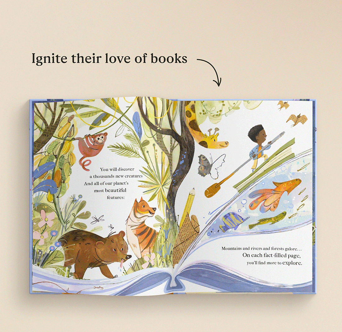 GIF showing the personalised pages of the book