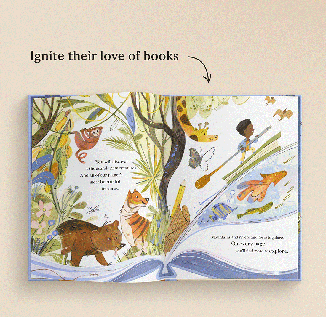 GIF showing the personalised pages of the book