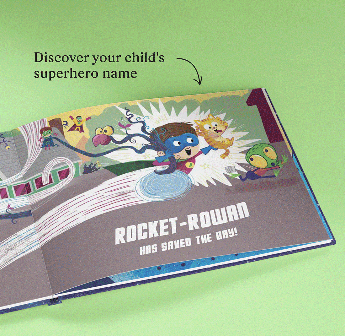 GIF showing the personalised pages of the book