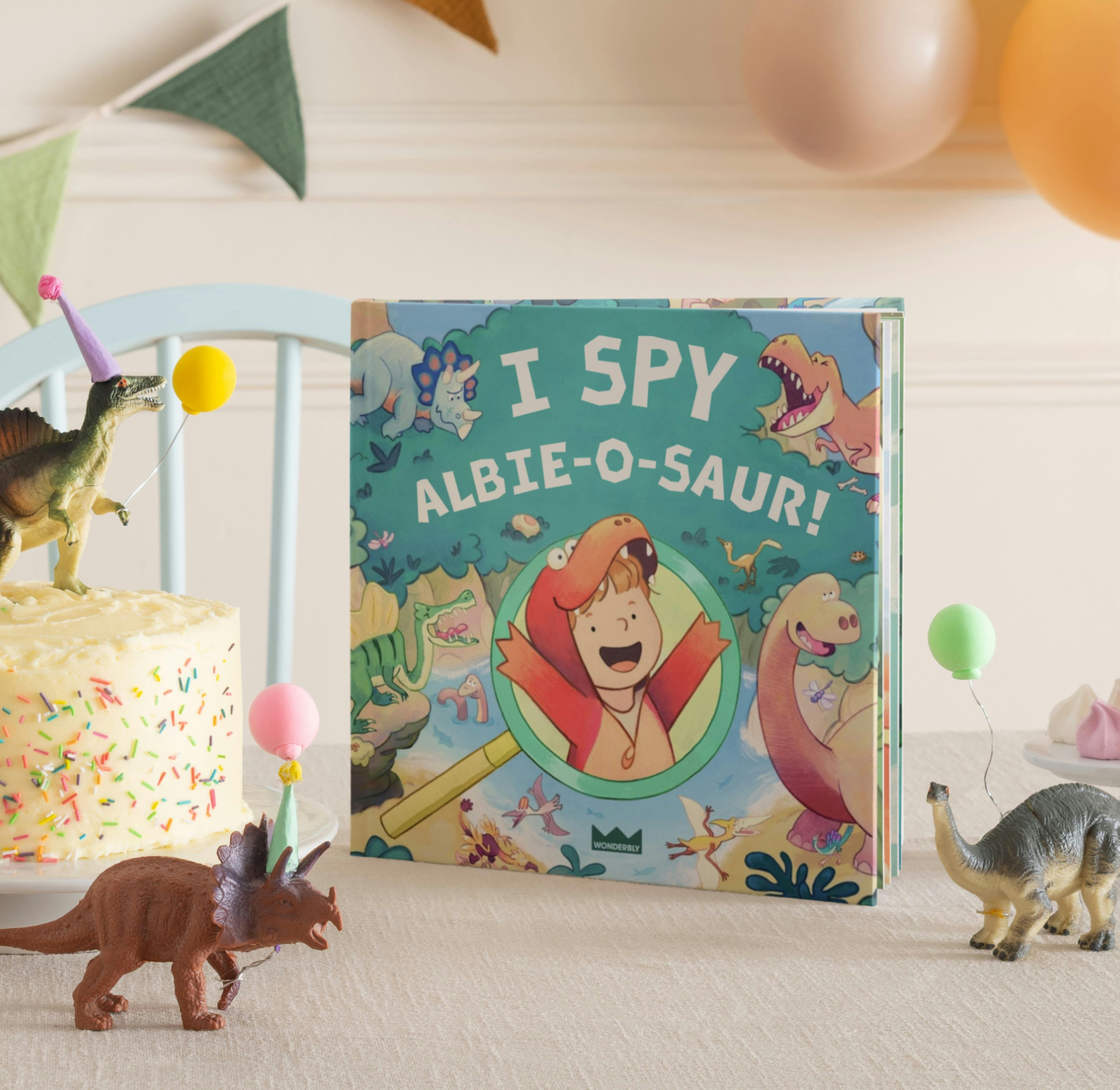 Personalised book cover on a shelf