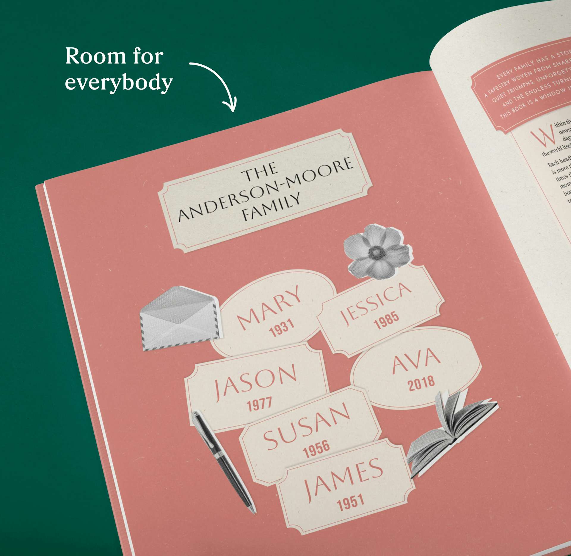 A page inside the personalised book