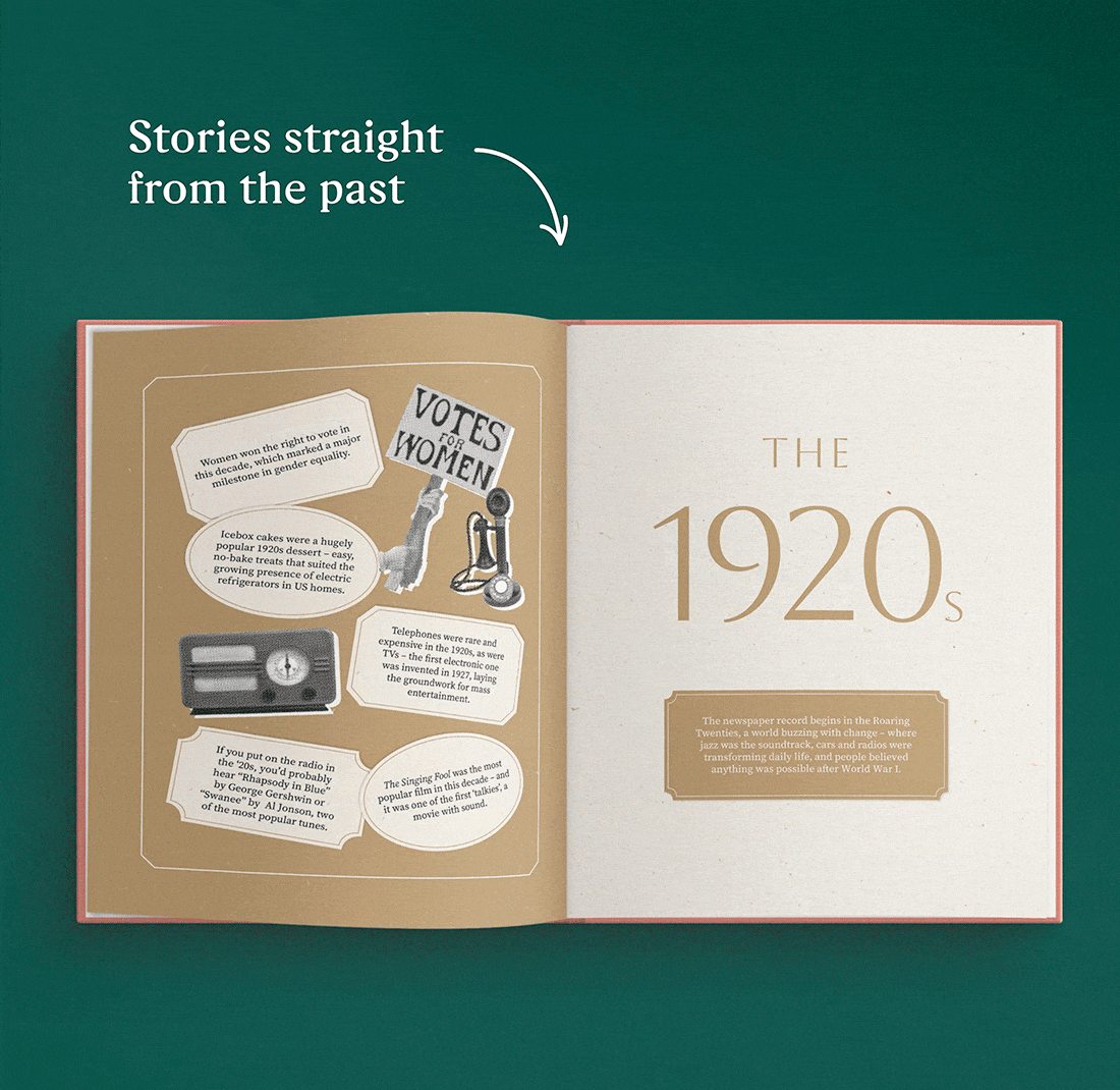 GIF showing the personalised pages of the book