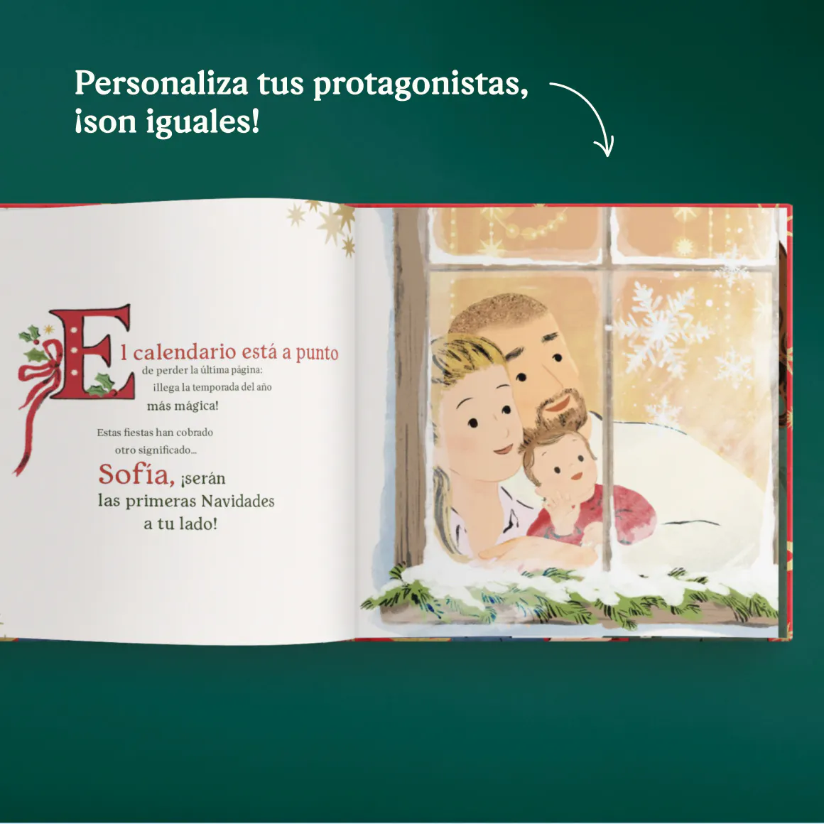 Una página de un libro personalizado - Las primeras Navidades a tu lado