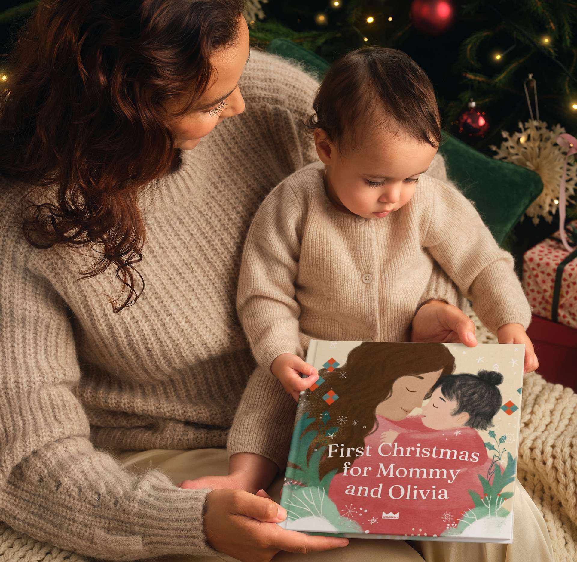 A child and mother reading the personalised book