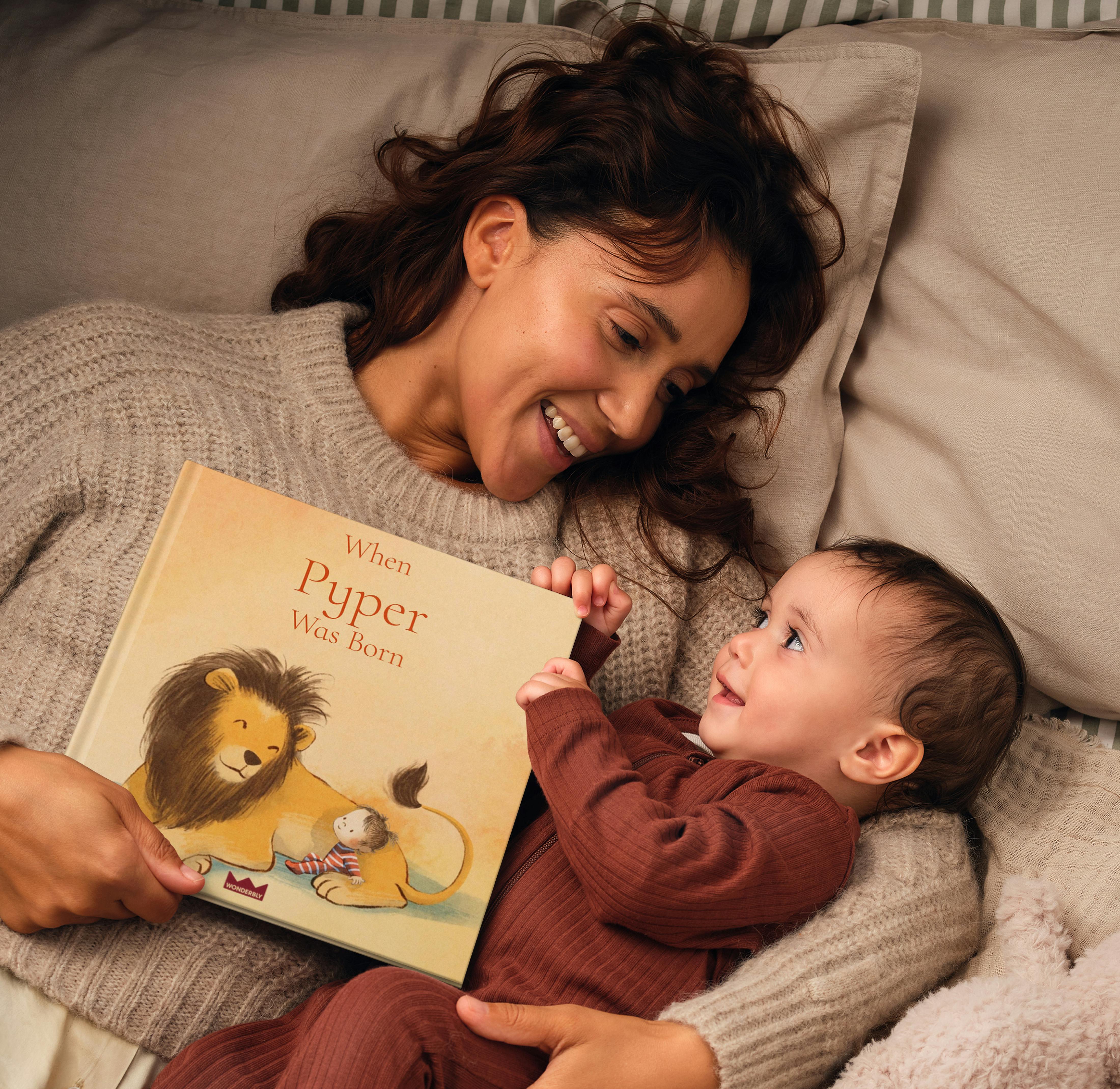 A child and mother reading the personalised book