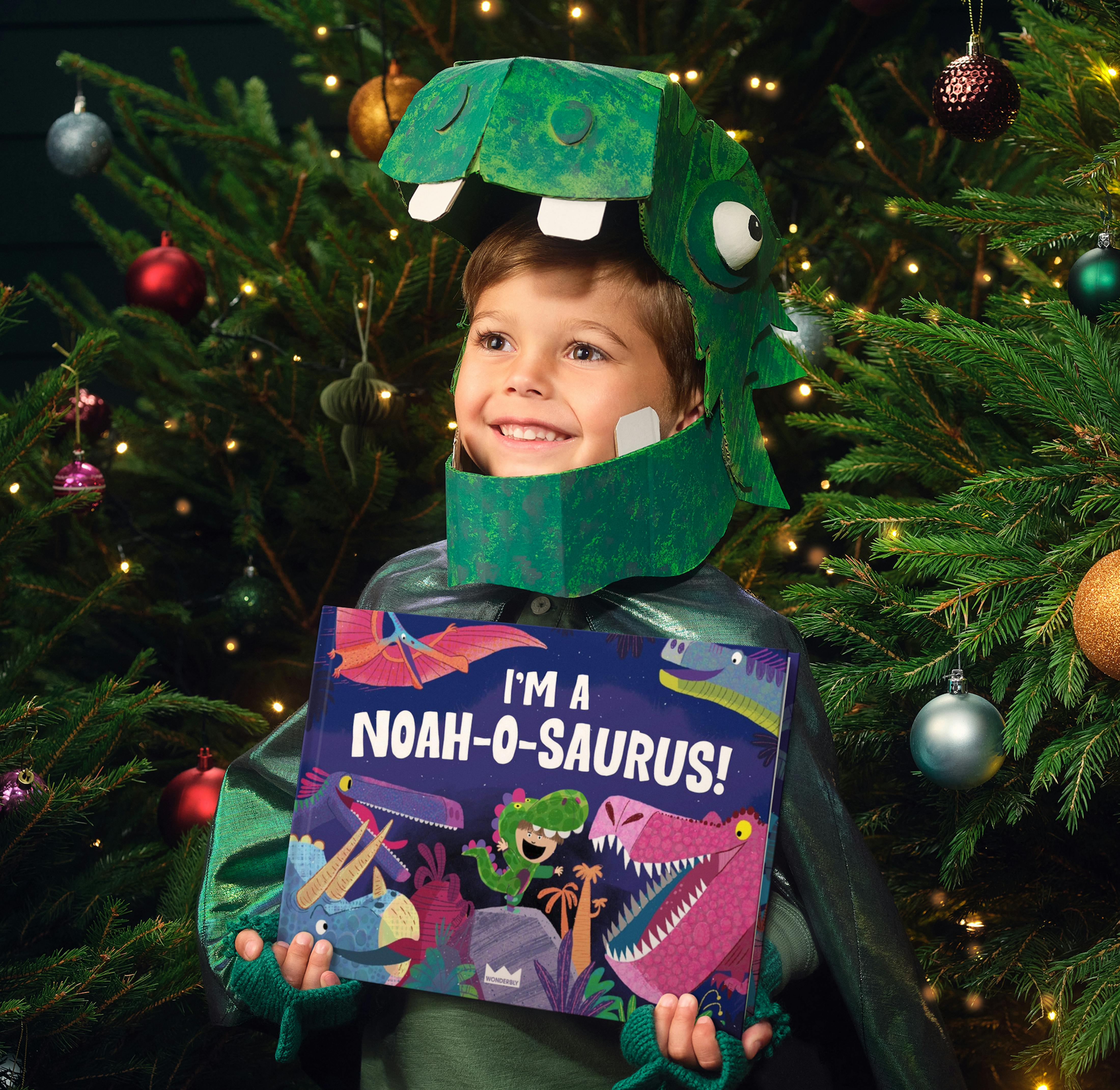 child holding personalized book