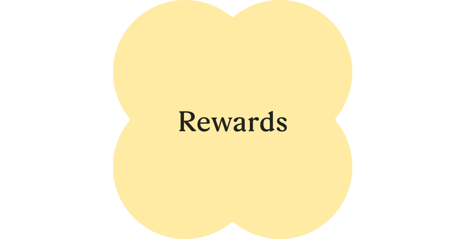 'Rewards' in yellow shape