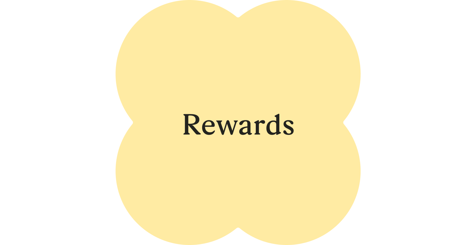 'Rewards' in yellow shape