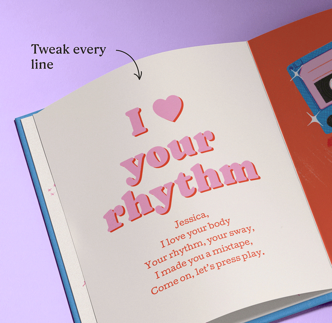 GIF showing the personalised pages of the book