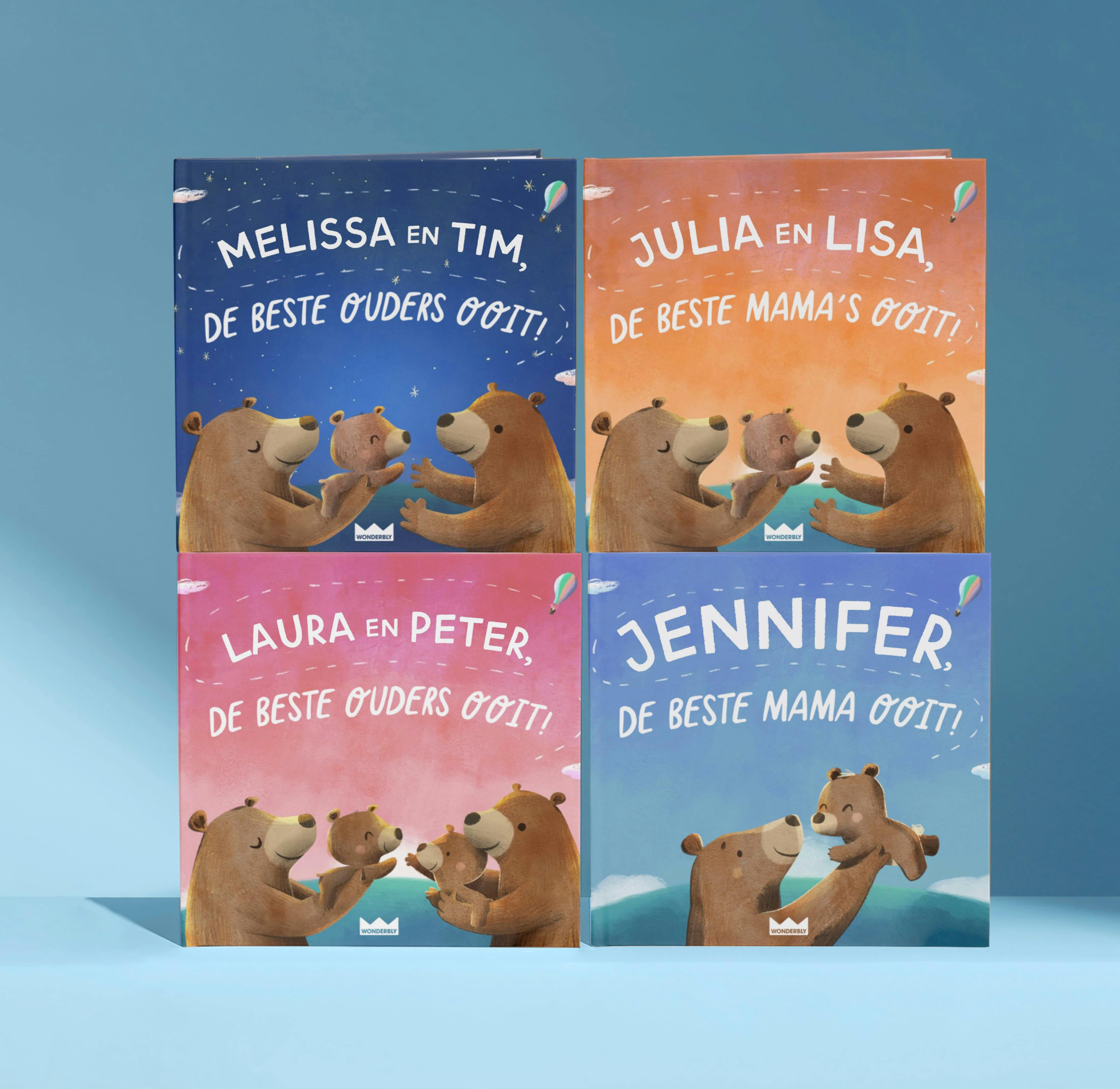 Vier gepersonaliseerde boekomslagen