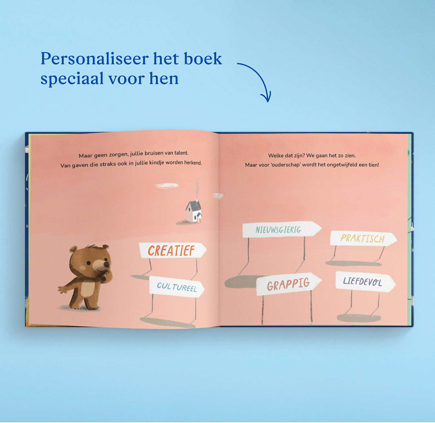 GIF die de gepersonaliseerde pagina's van het boek laat zien