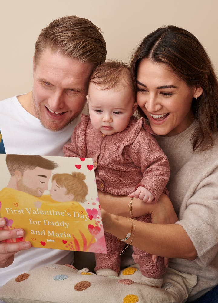 Family reading a book together