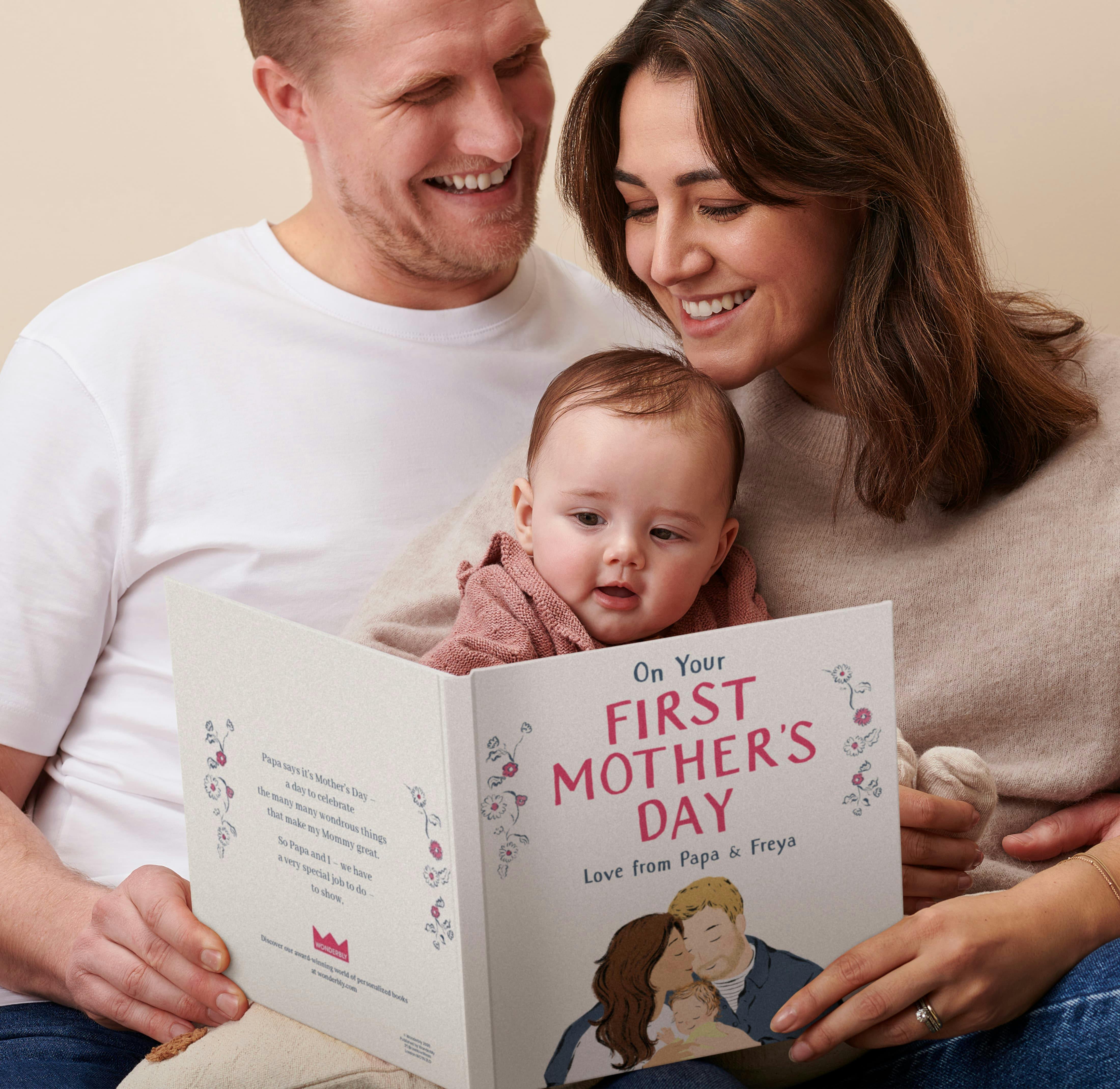 Family reading a book together