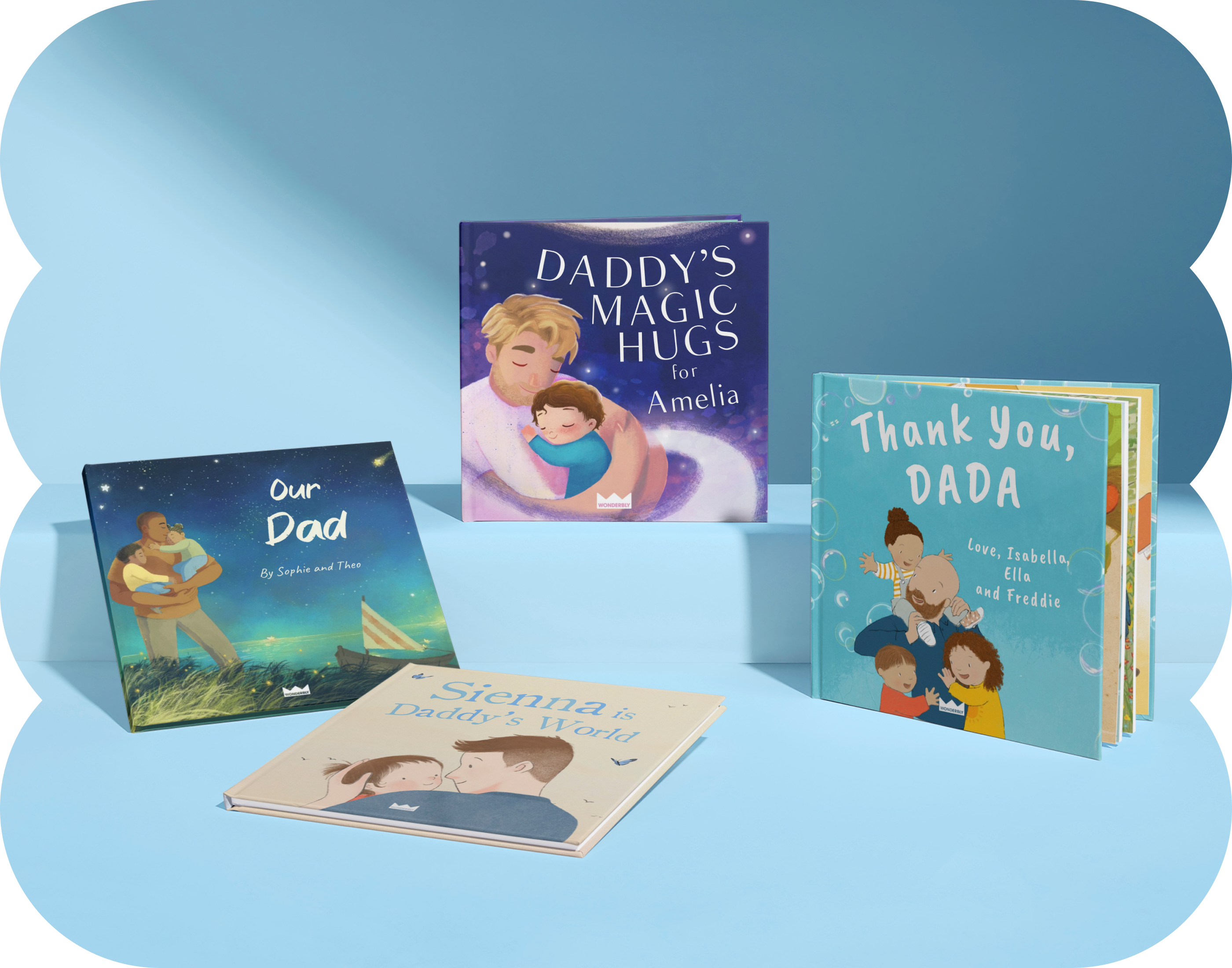 Four personalised book covers