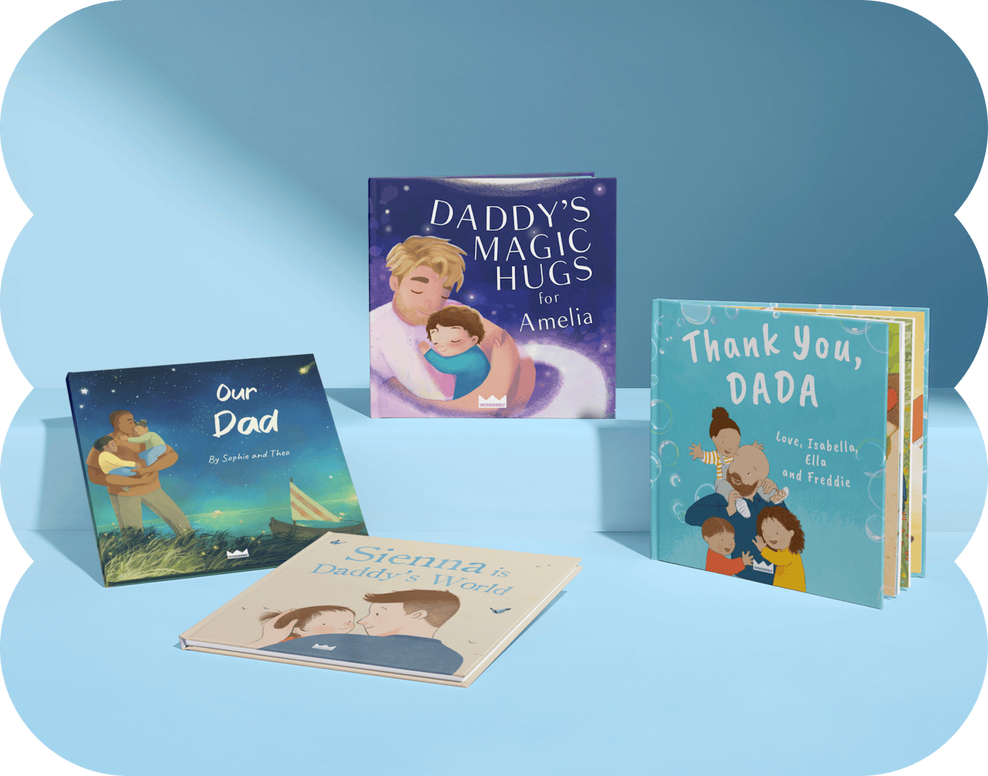 Four personalised book covers