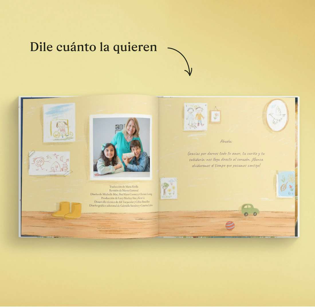 Una página con una foto de un libro personalizado