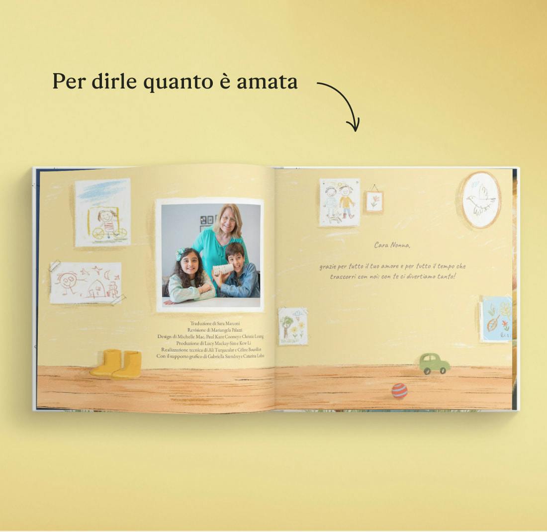 Una pagina con foto all'interno del libro personalizzato