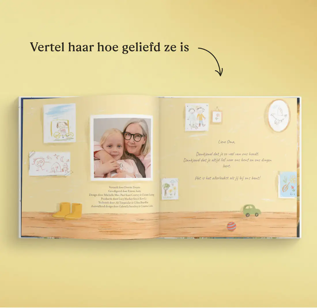 Een pagina met foto in het gepersonaliseerde boek