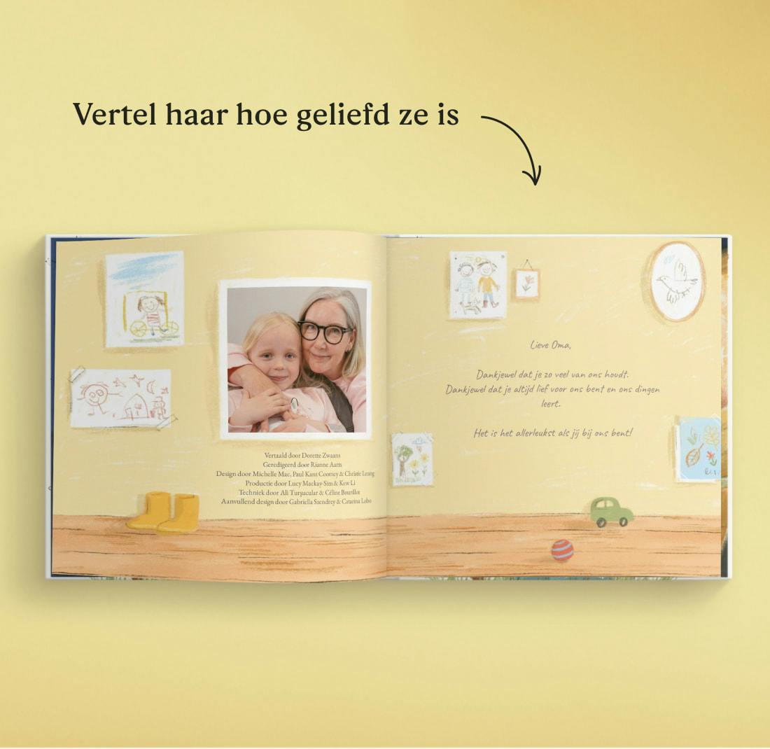 Een pagina met foto in het gepersonaliseerde boek