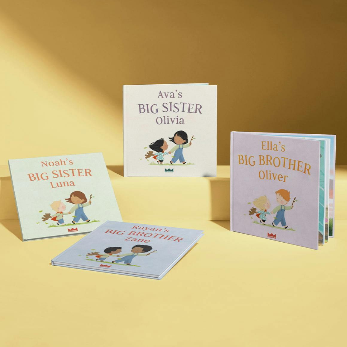 Four personalised book covers