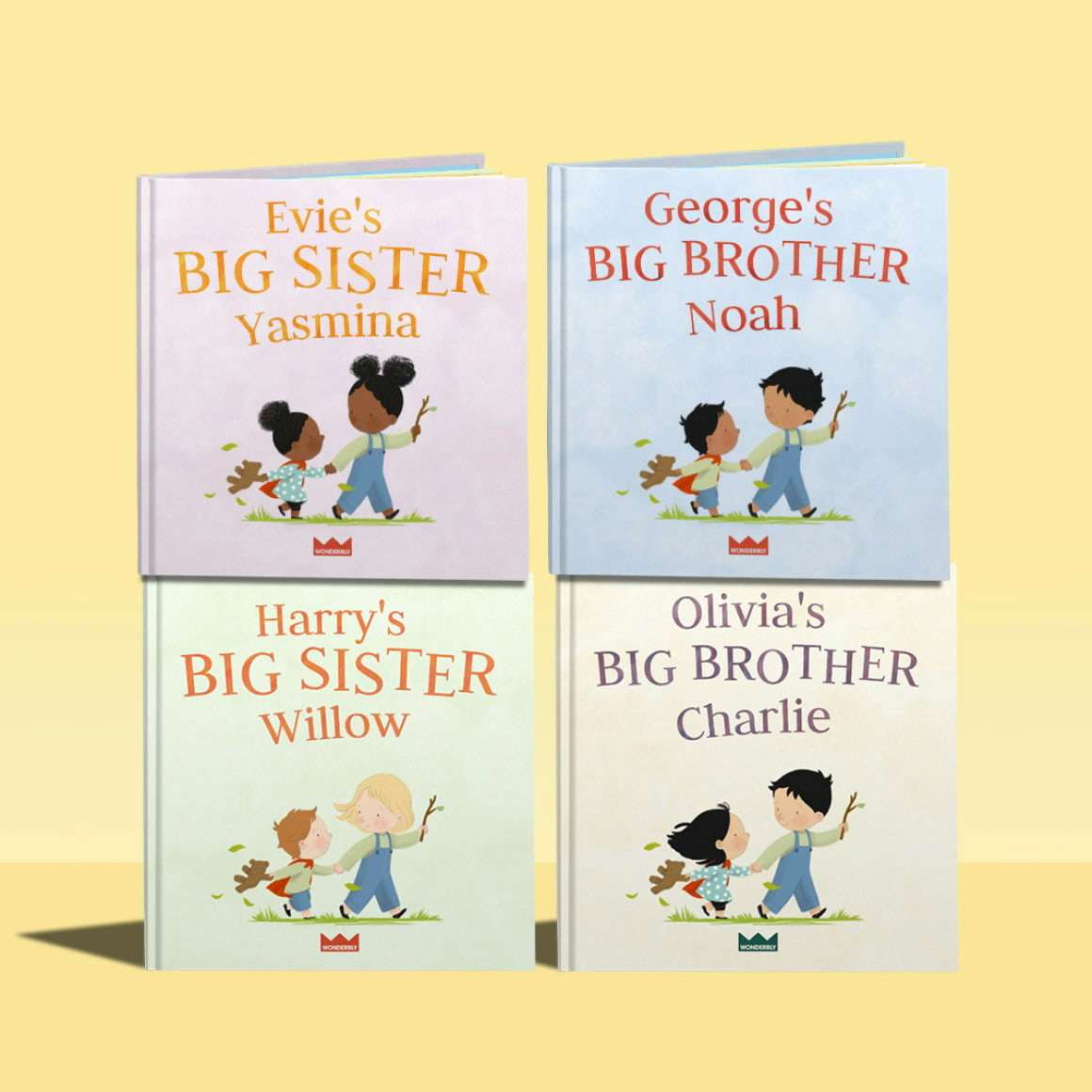 Four personalised book covers