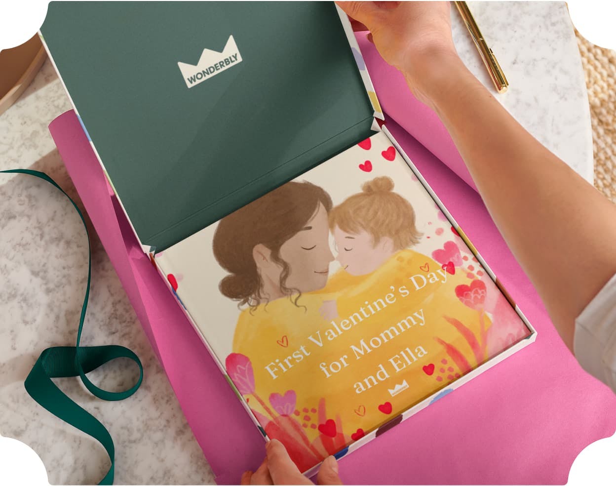 Two hands wrapping the personalised book