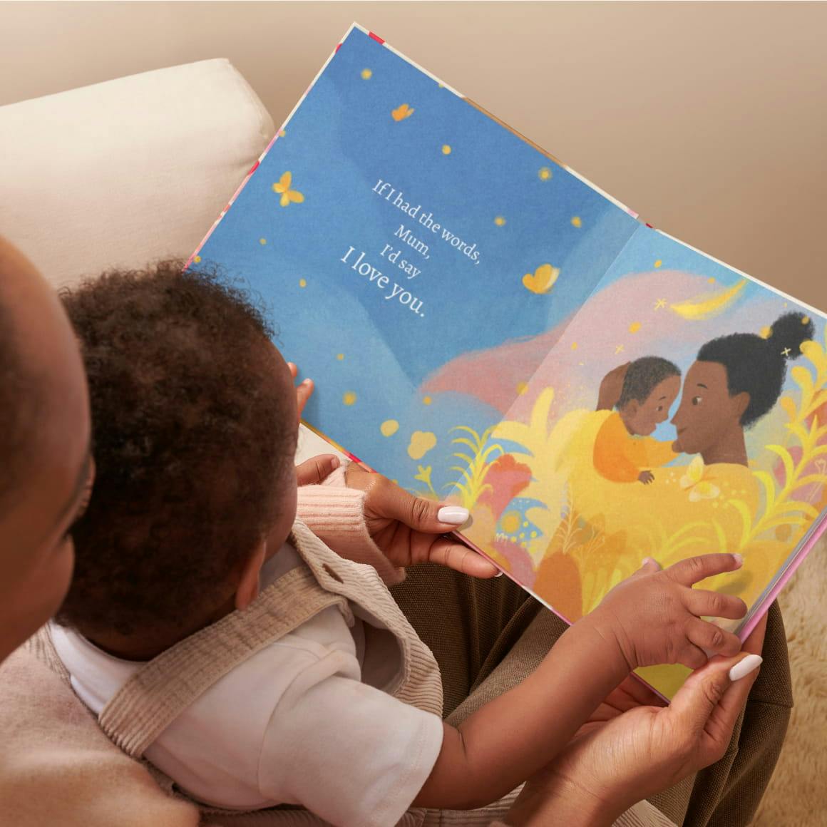 A child and mother reading the personalised book