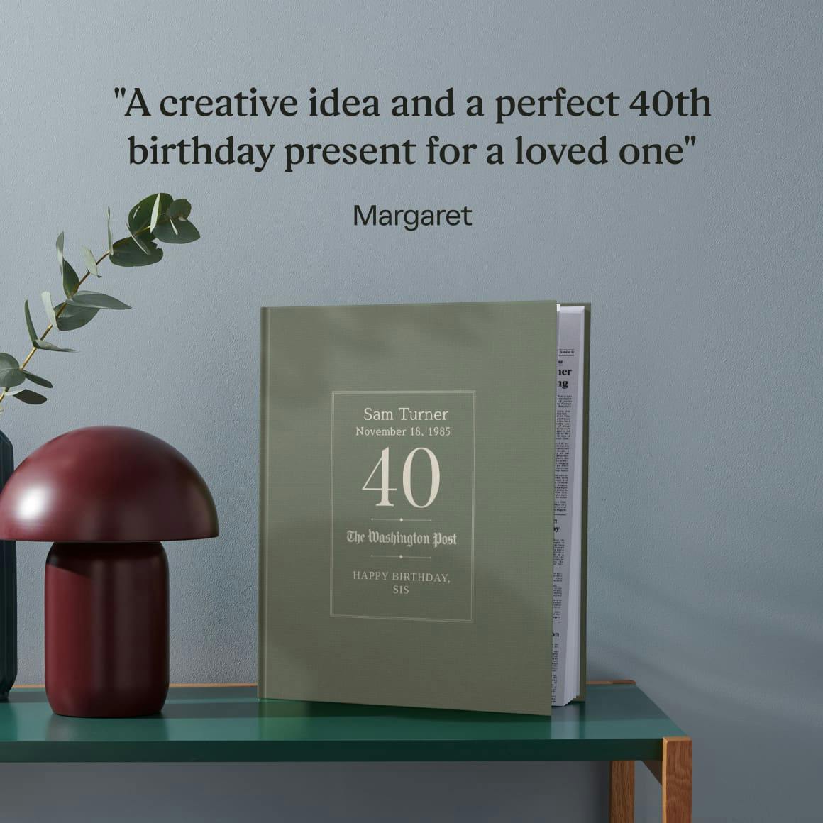 Personalised book displayed on a shelf