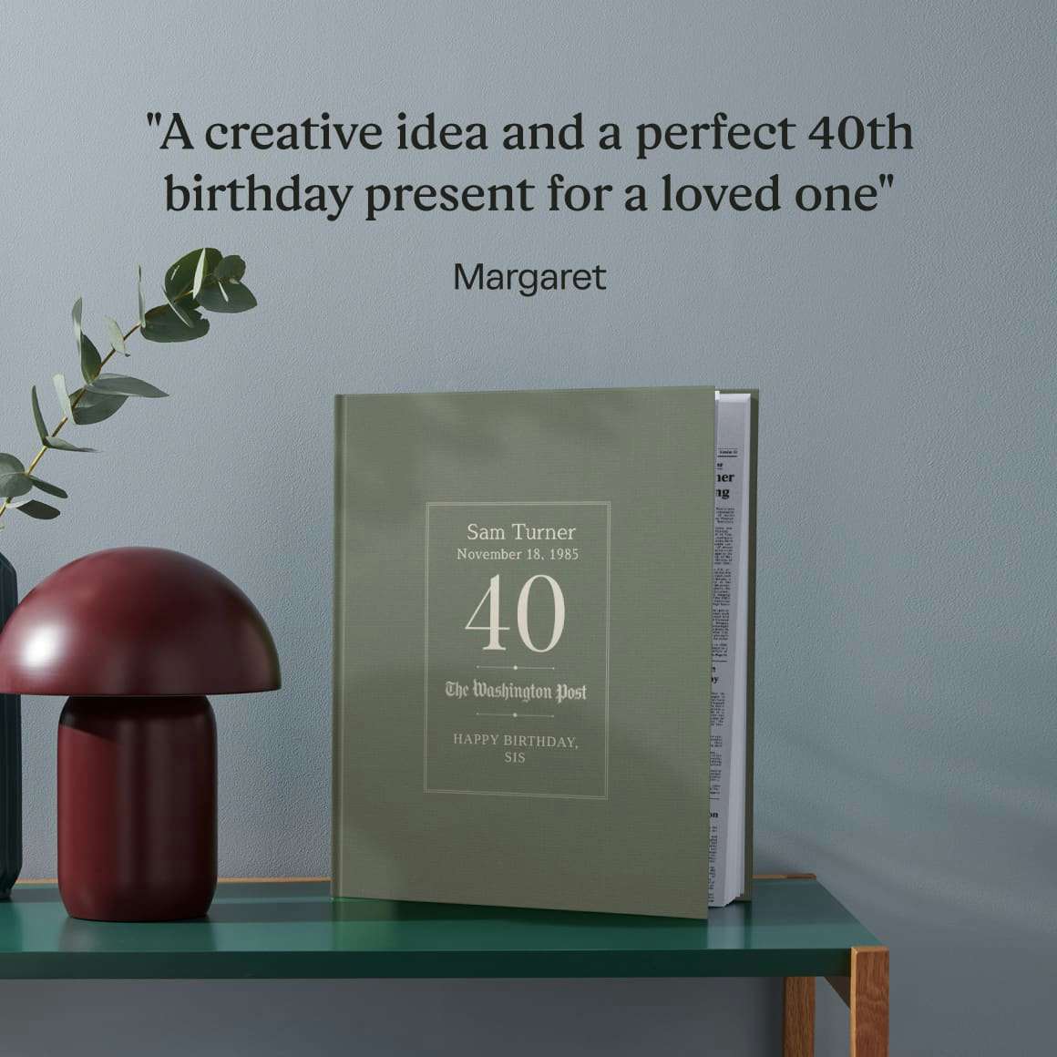 Personalised book displayed on a shelf