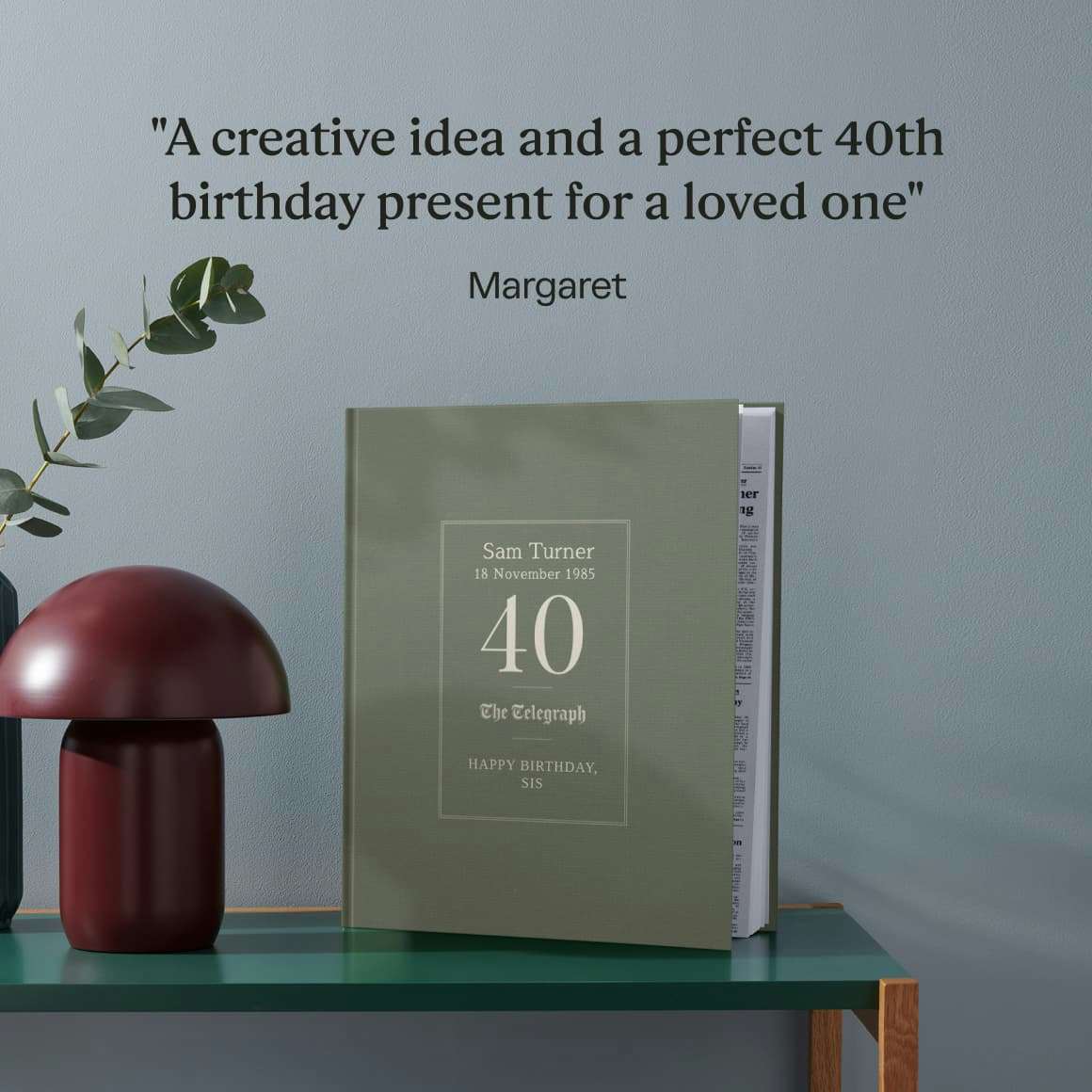 Personalised book displayed on a shelf