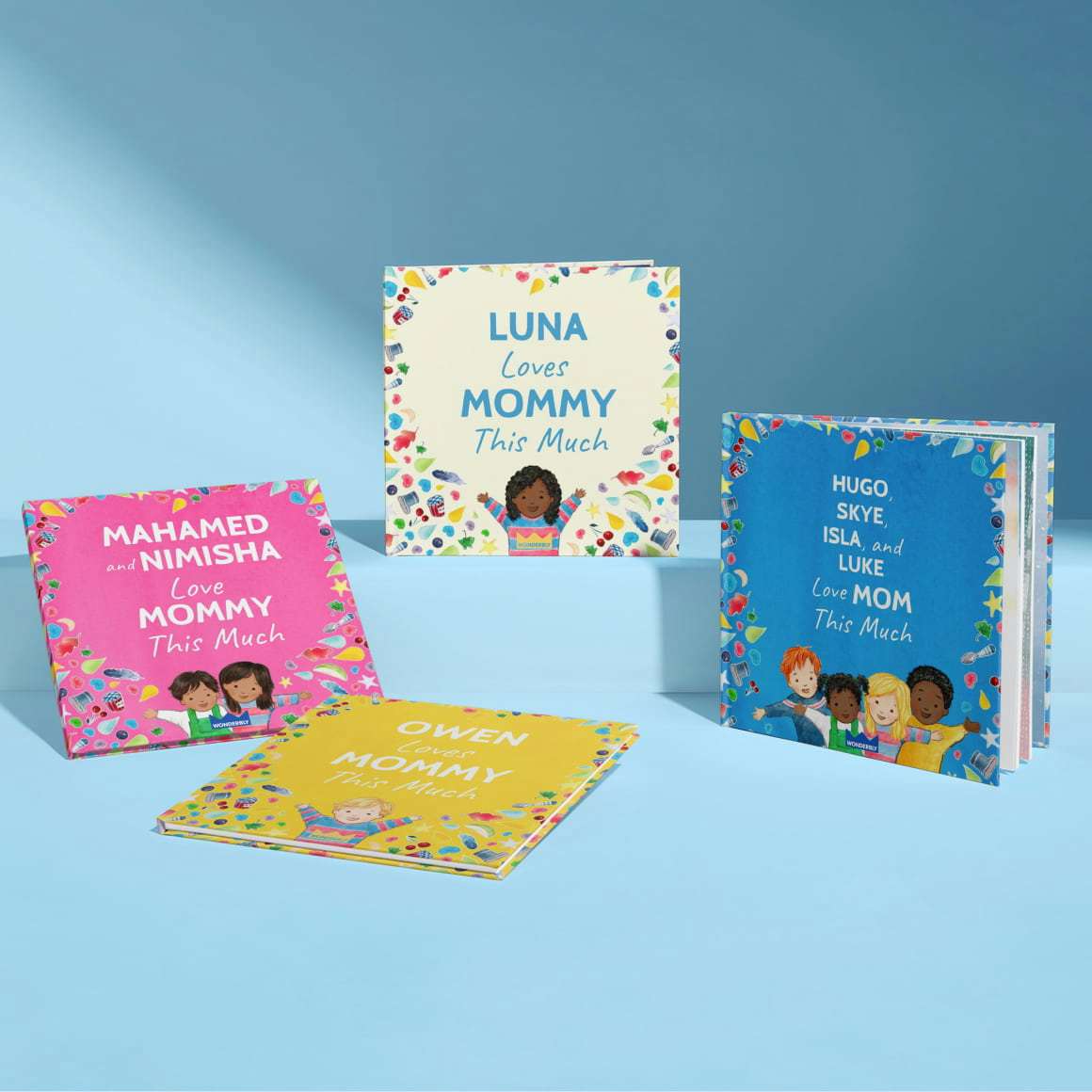 four personalised book covers