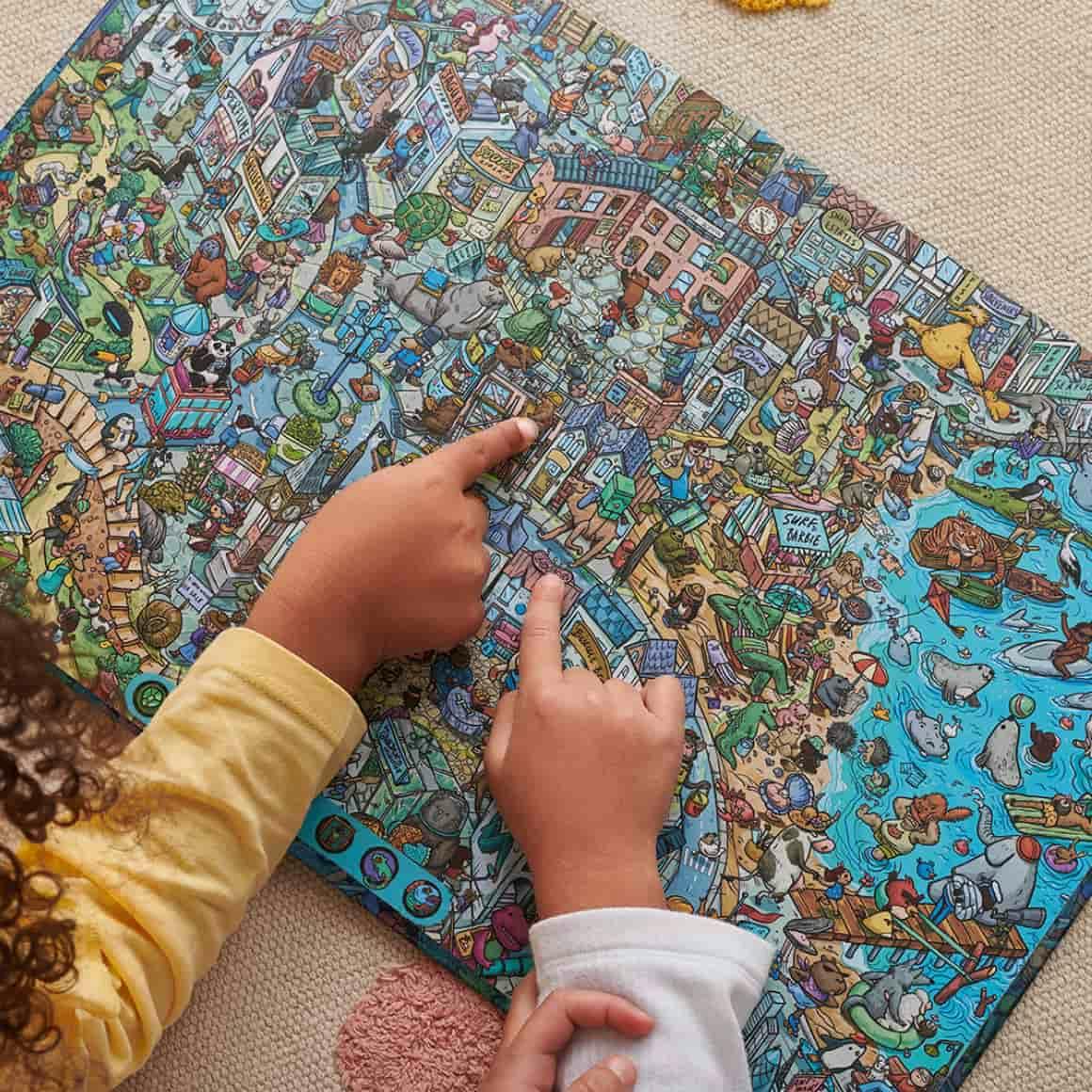 kids pointing at spread