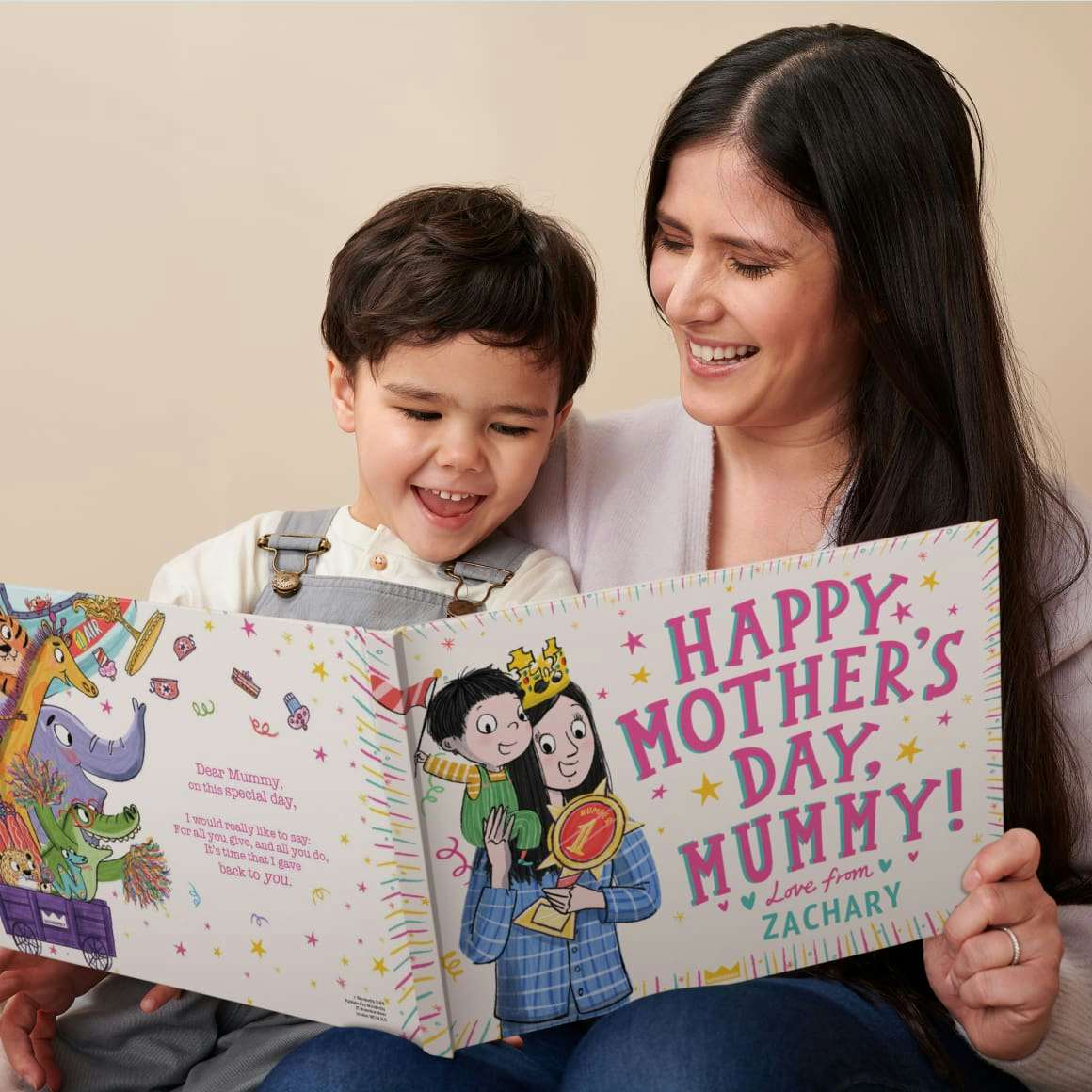 A child and mother reading the personalised book