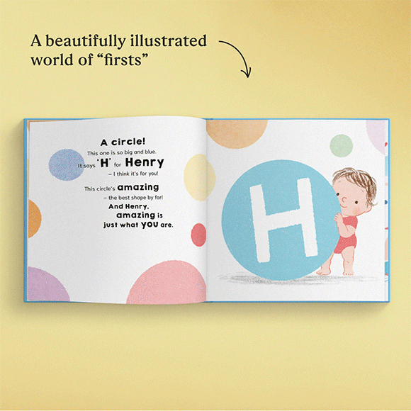 GIF showing the personalised pages of the book