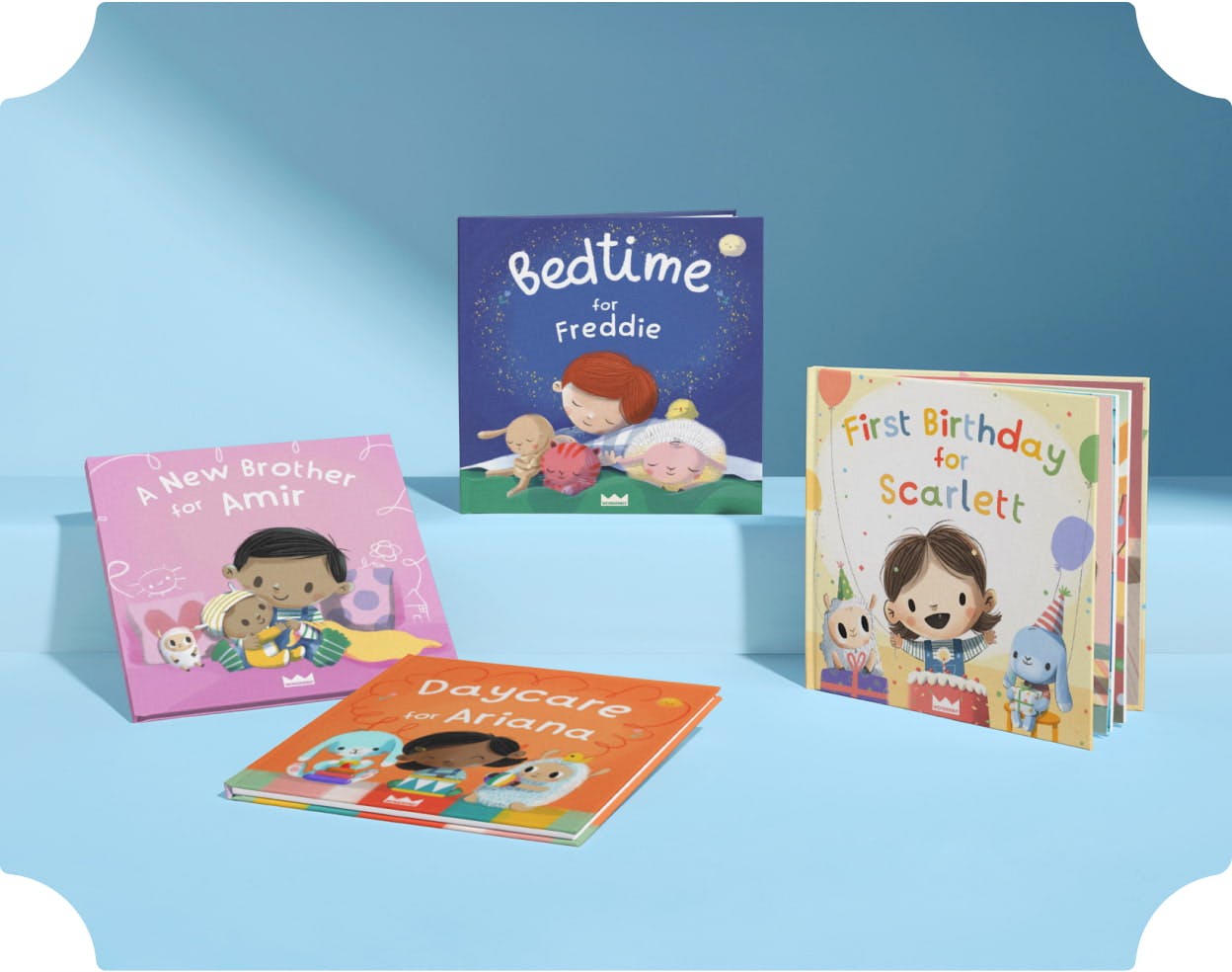 Four personalised book covers