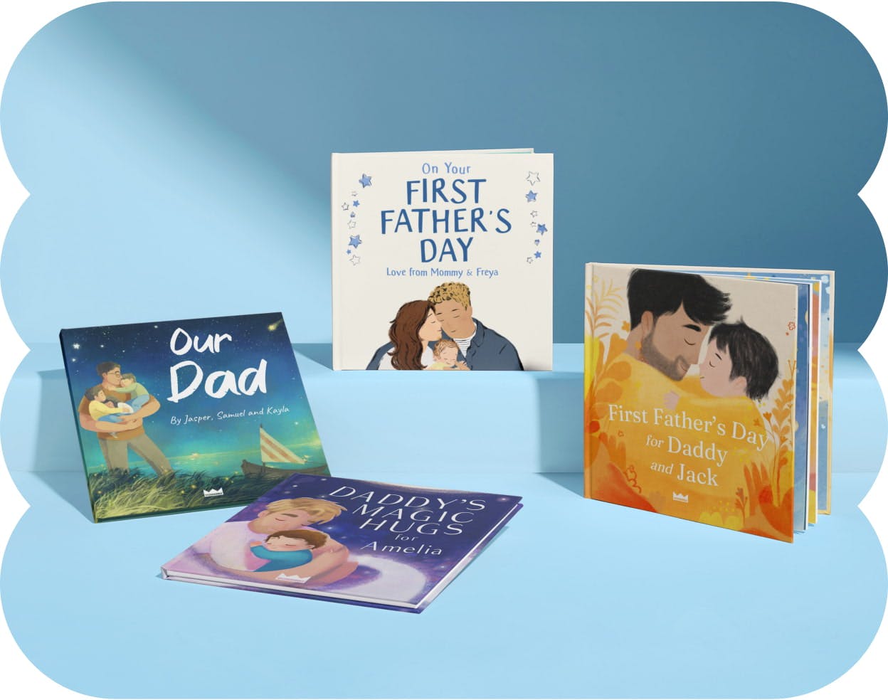 Four personalised book covers