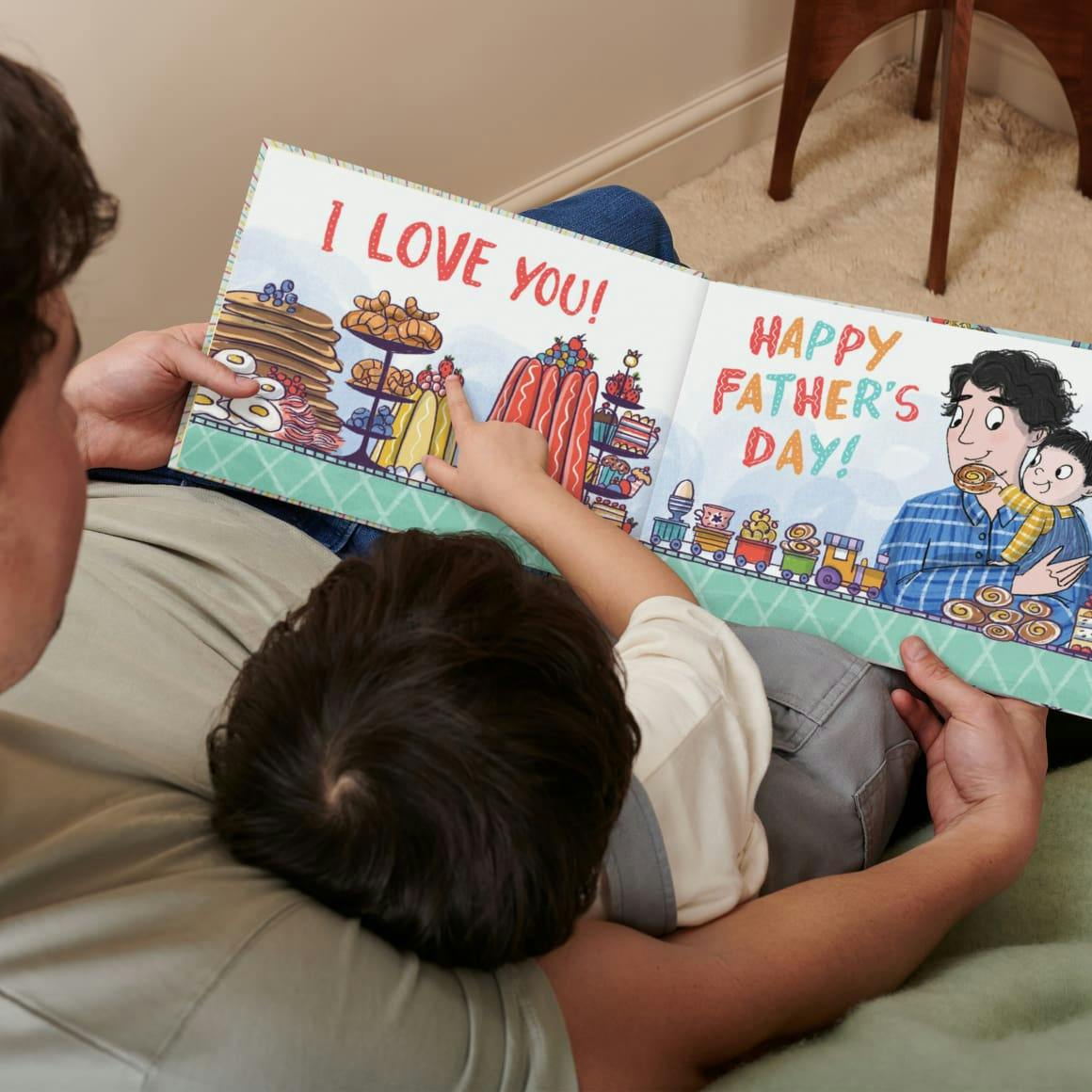 A child and mother reading the personalised book
