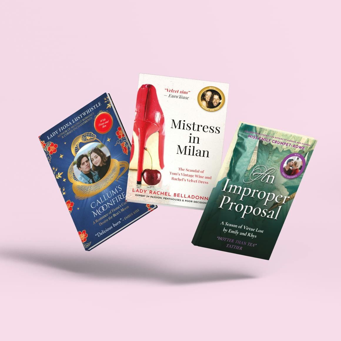 Three personalised book covers