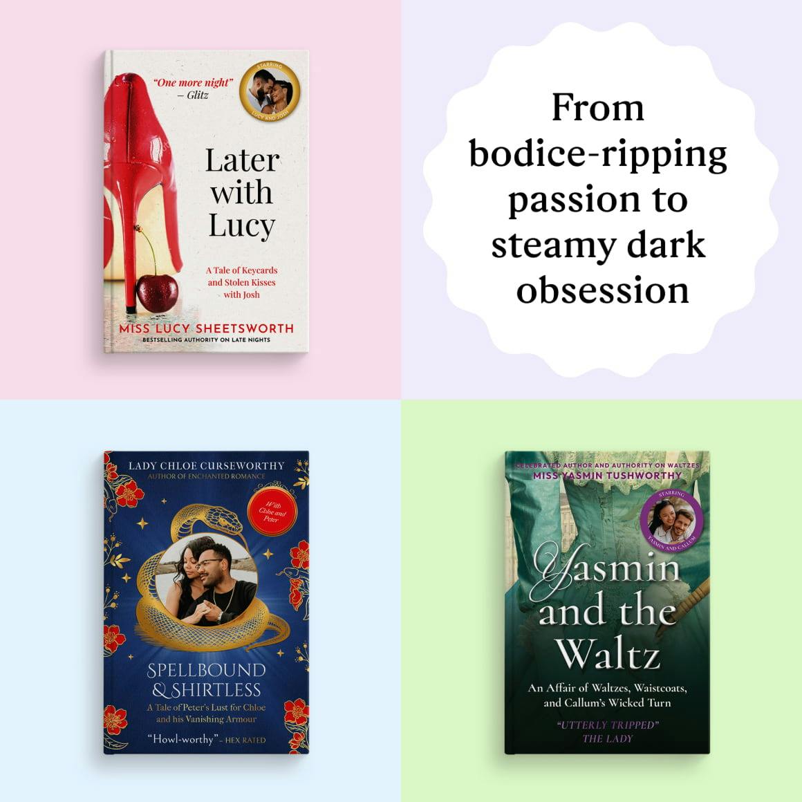 Three personalised book covers