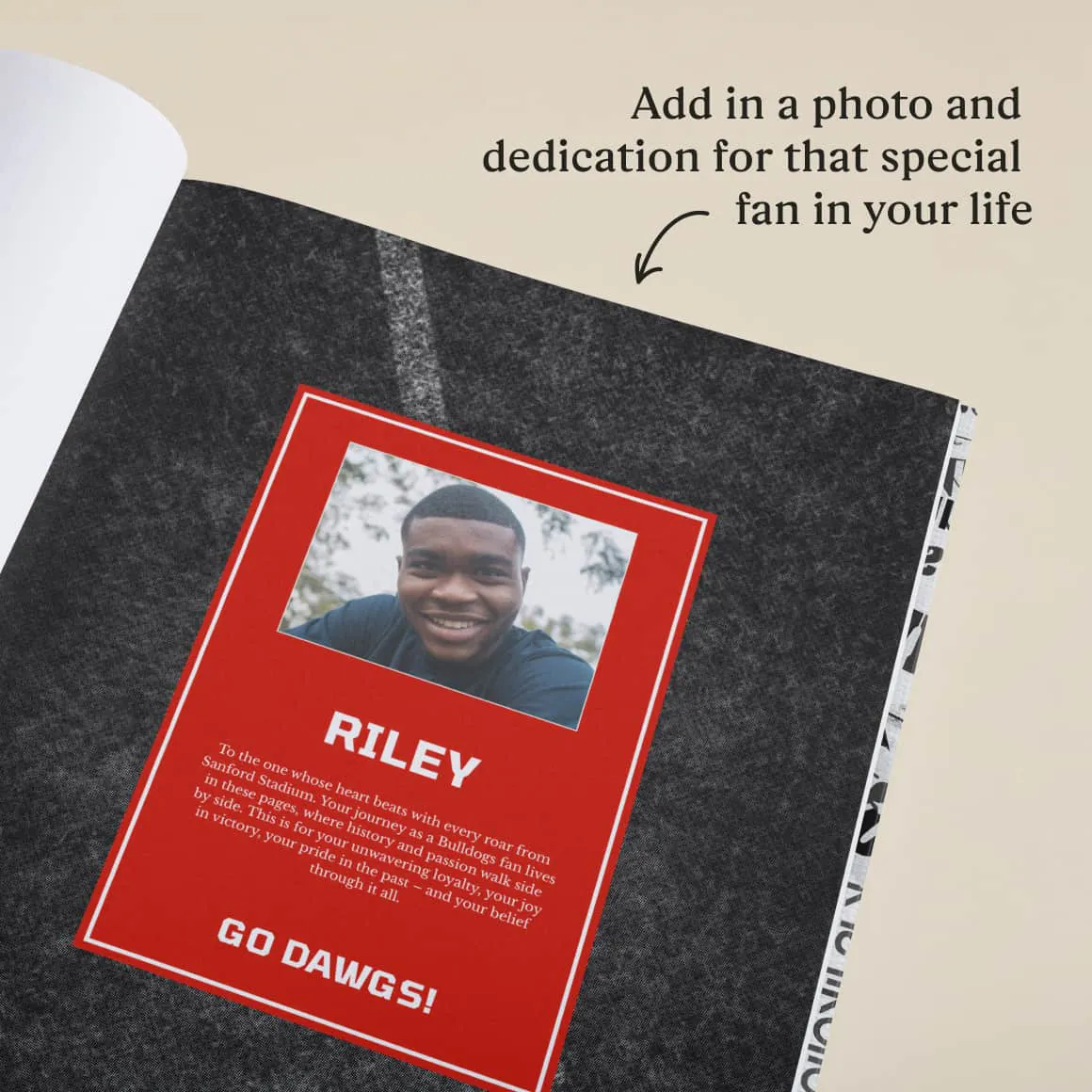 Add in a photo and dedication for that special fan in your life