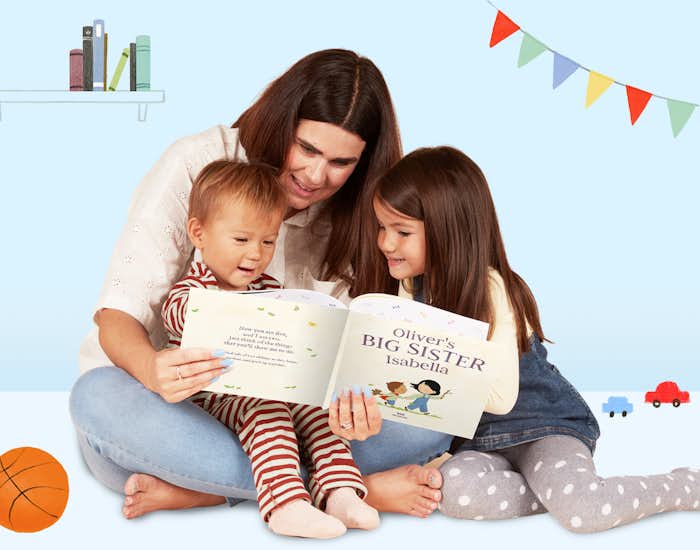 A mother reading the book with her children