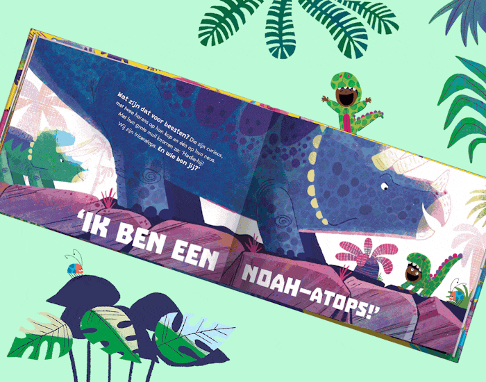 Voorbeelden van gepersonaliseerde versies van Ik ben een Naam-o-saurus!