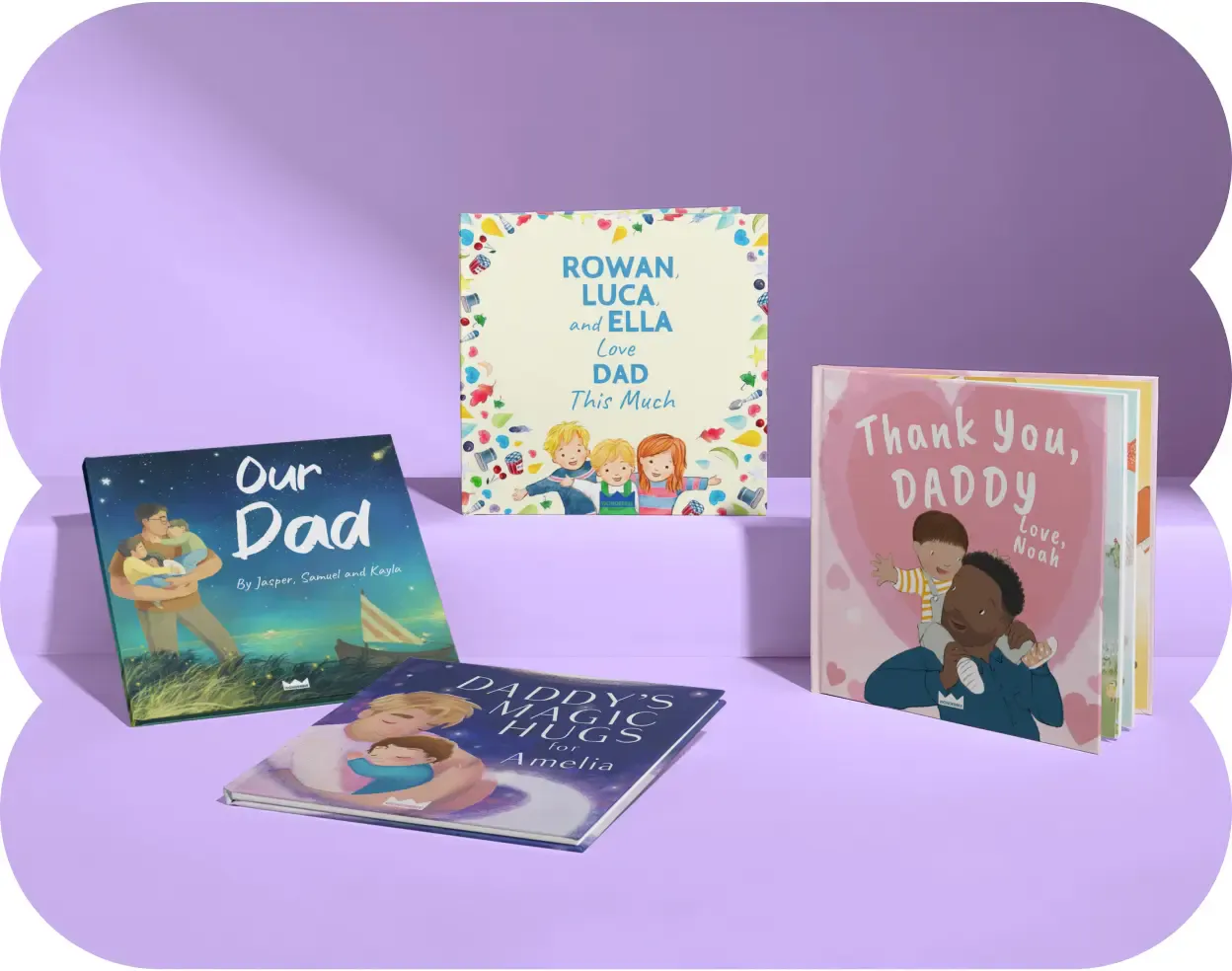 Product shot showing 4 Wonderbly father's books 