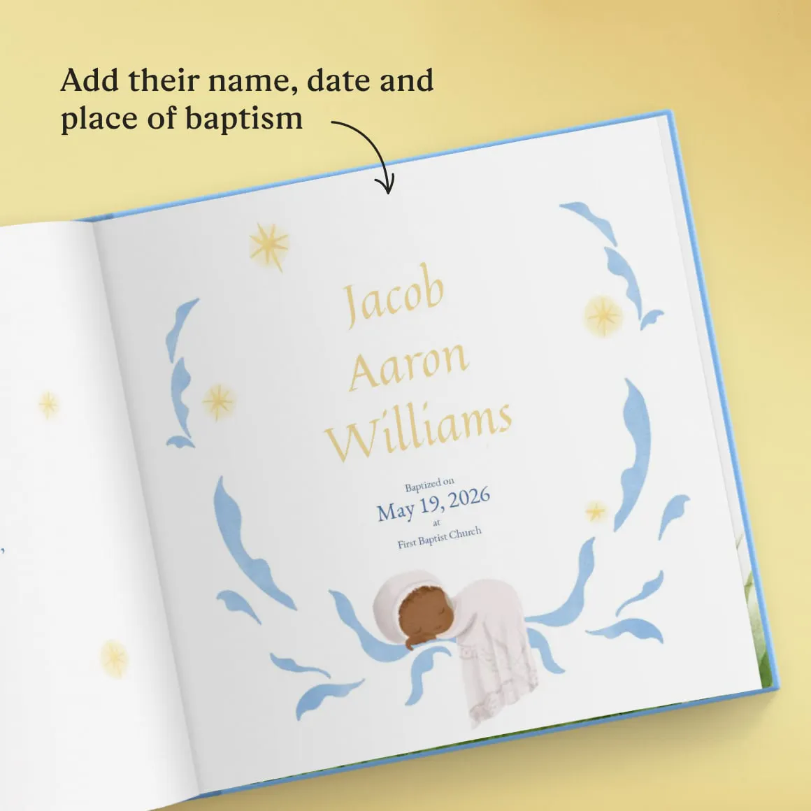 personalised page of the book