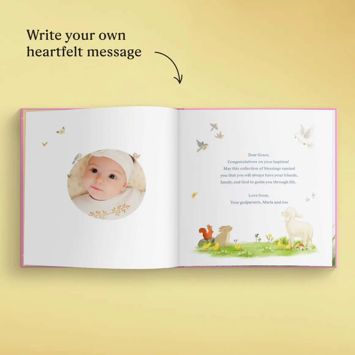 inside spread of book showing dedication